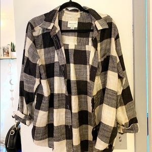 Blue and white oversized flannel